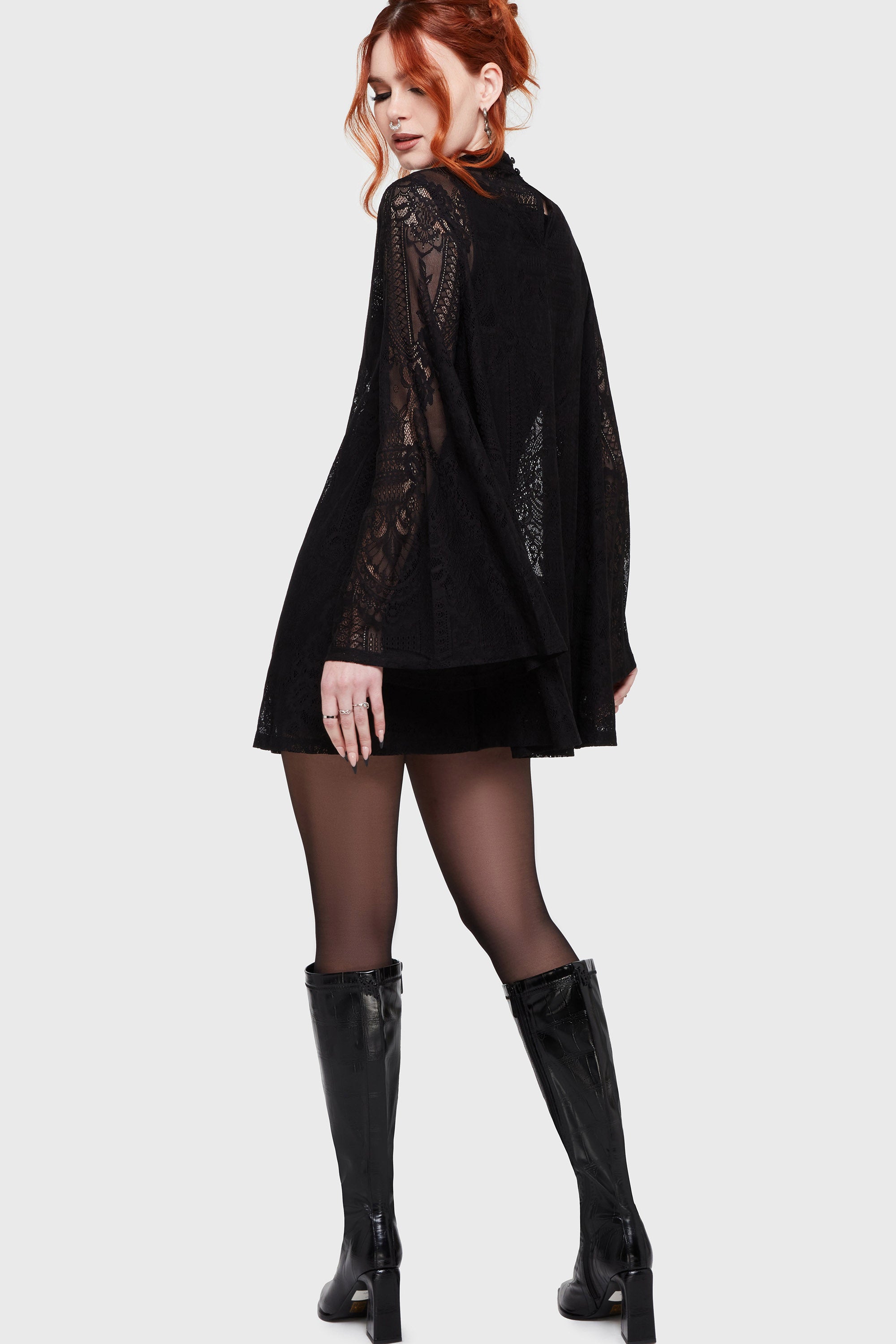 Waltz In Mourning Spitzen Minikleid - Black