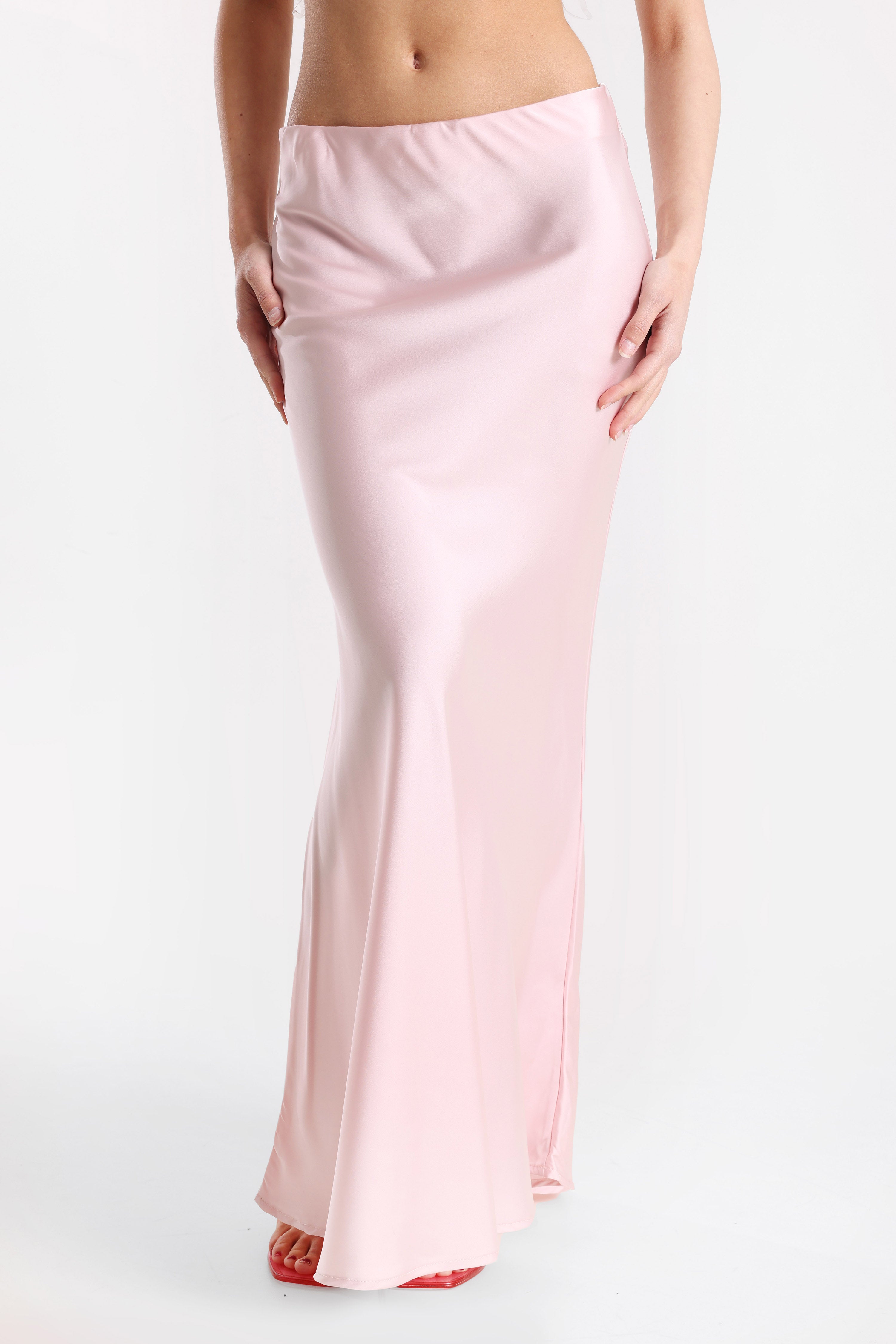 Gonna lunga satinata - Rosa