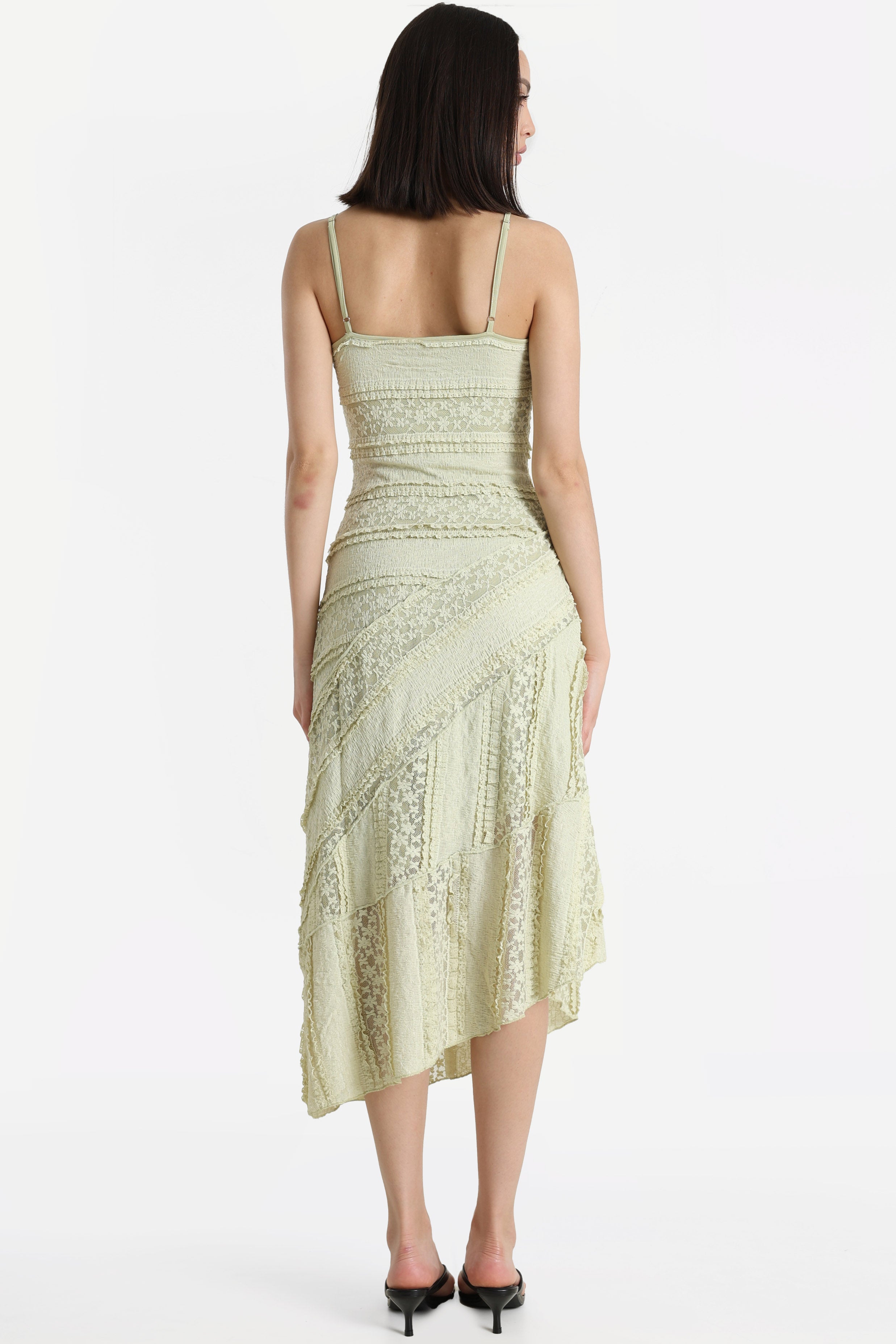 Robe midi en dentelle - Vert clair