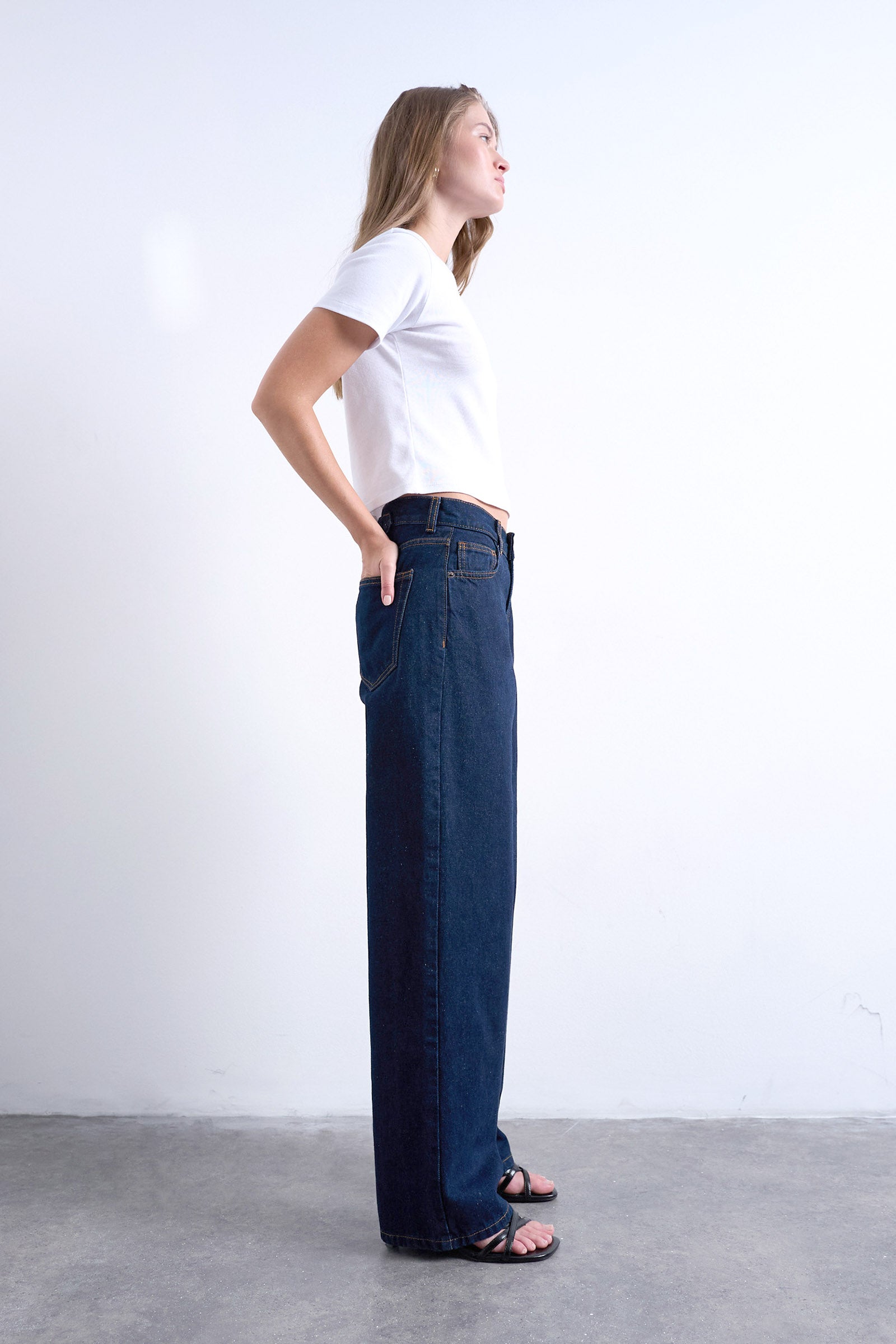 TSCINCH Wide Leg Jeans L32 - Dark Blue Denim