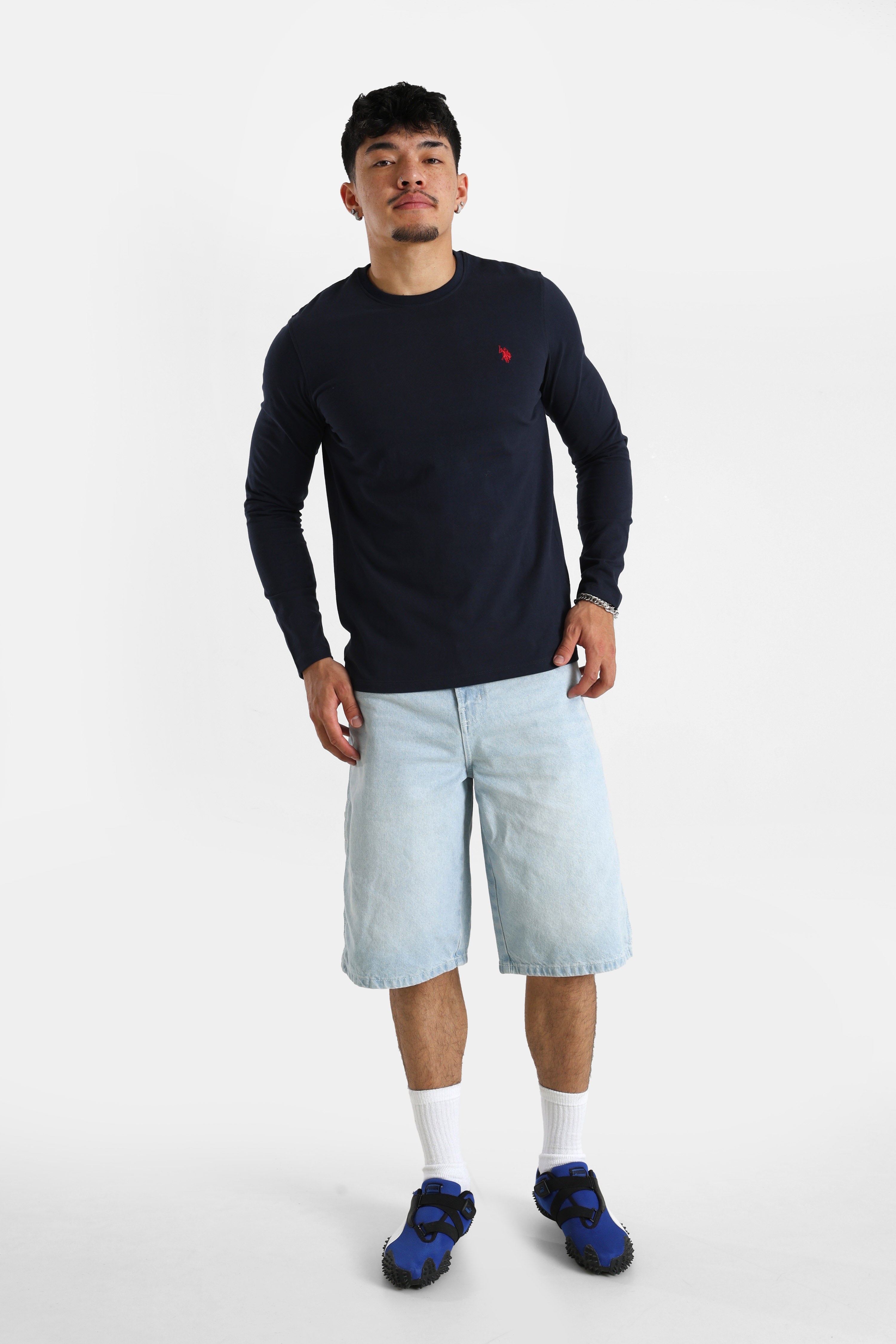 Leon Feinstrickpullover - Navy