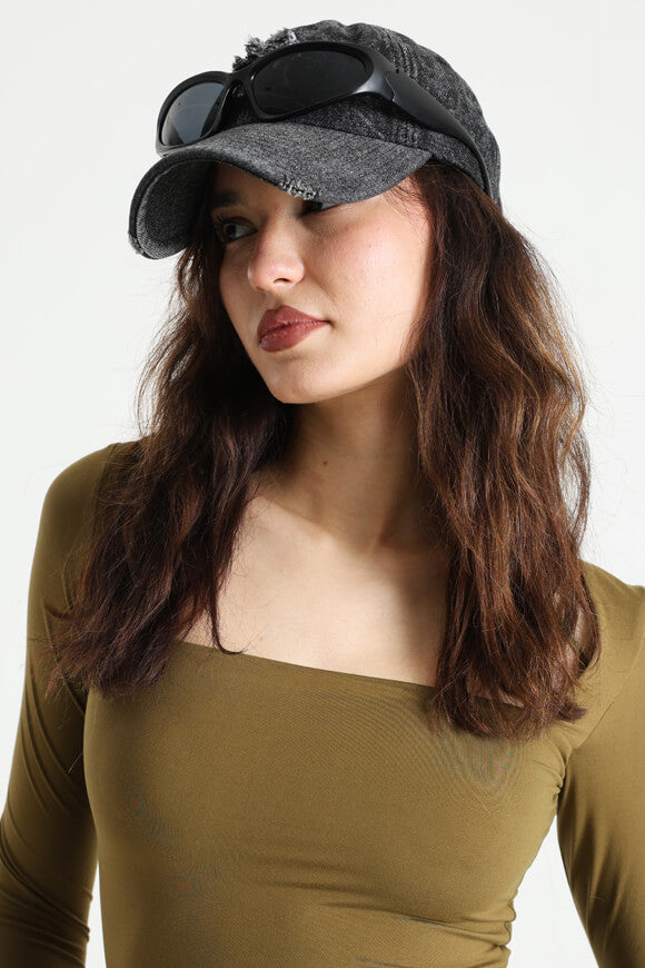 Crop Langarmshirt - Khaki