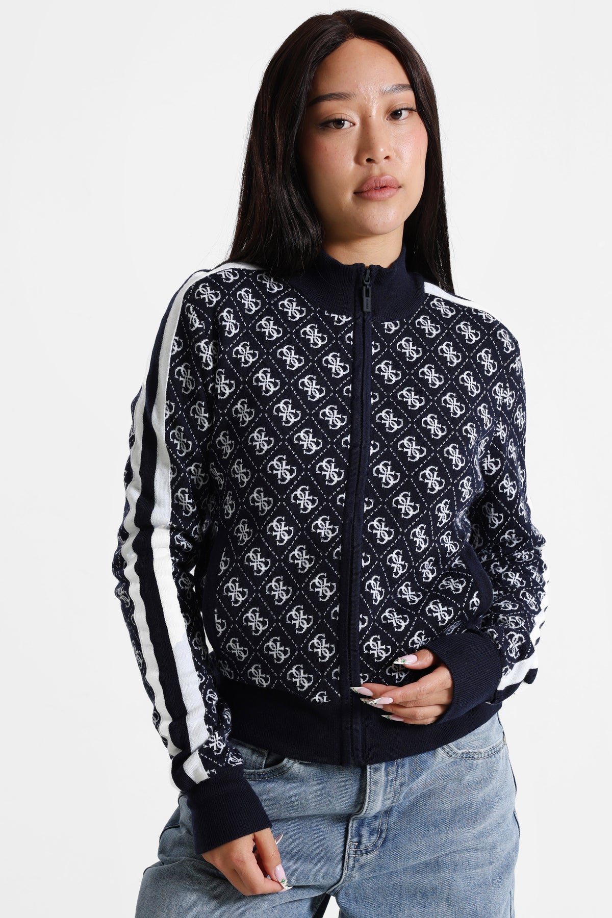 Giacca in maglia - Dark Navy + White