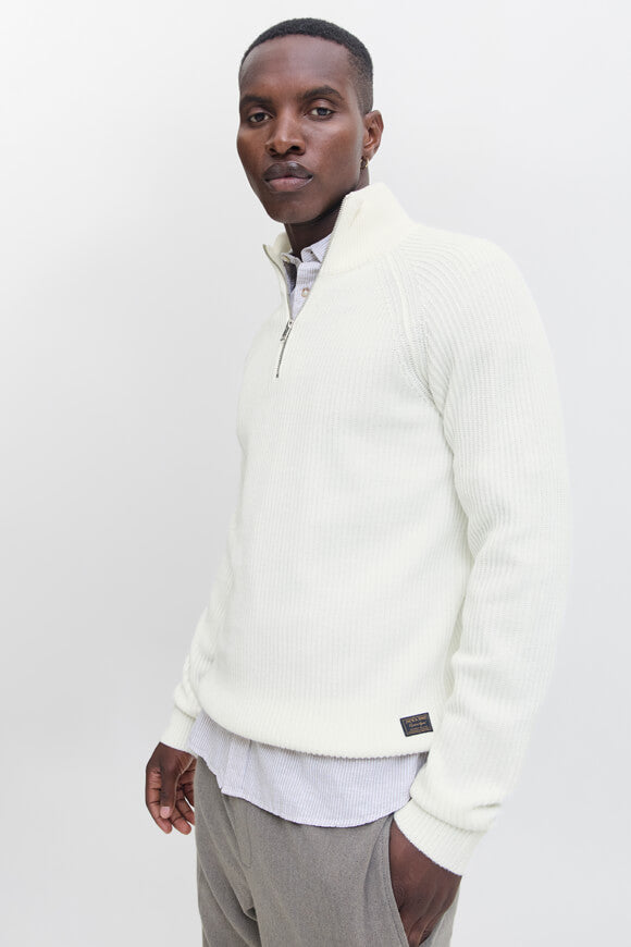 Pannel ribbed knit sweater - Cloud Dancer