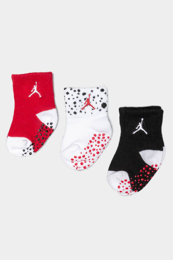 Set of 3 pairs of baby non-slip socks - Black + White + Red