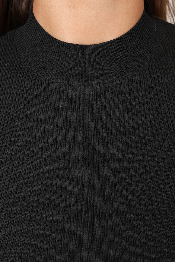 Top in maglia a coste - nero