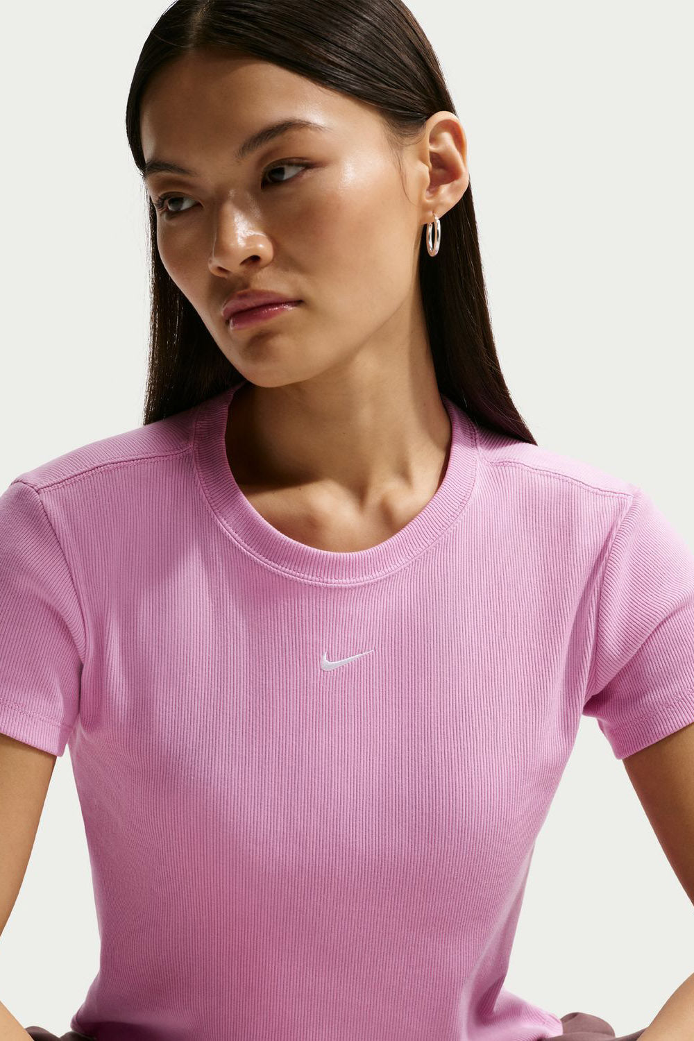 Geripptes T-Shirt - Light Magenta