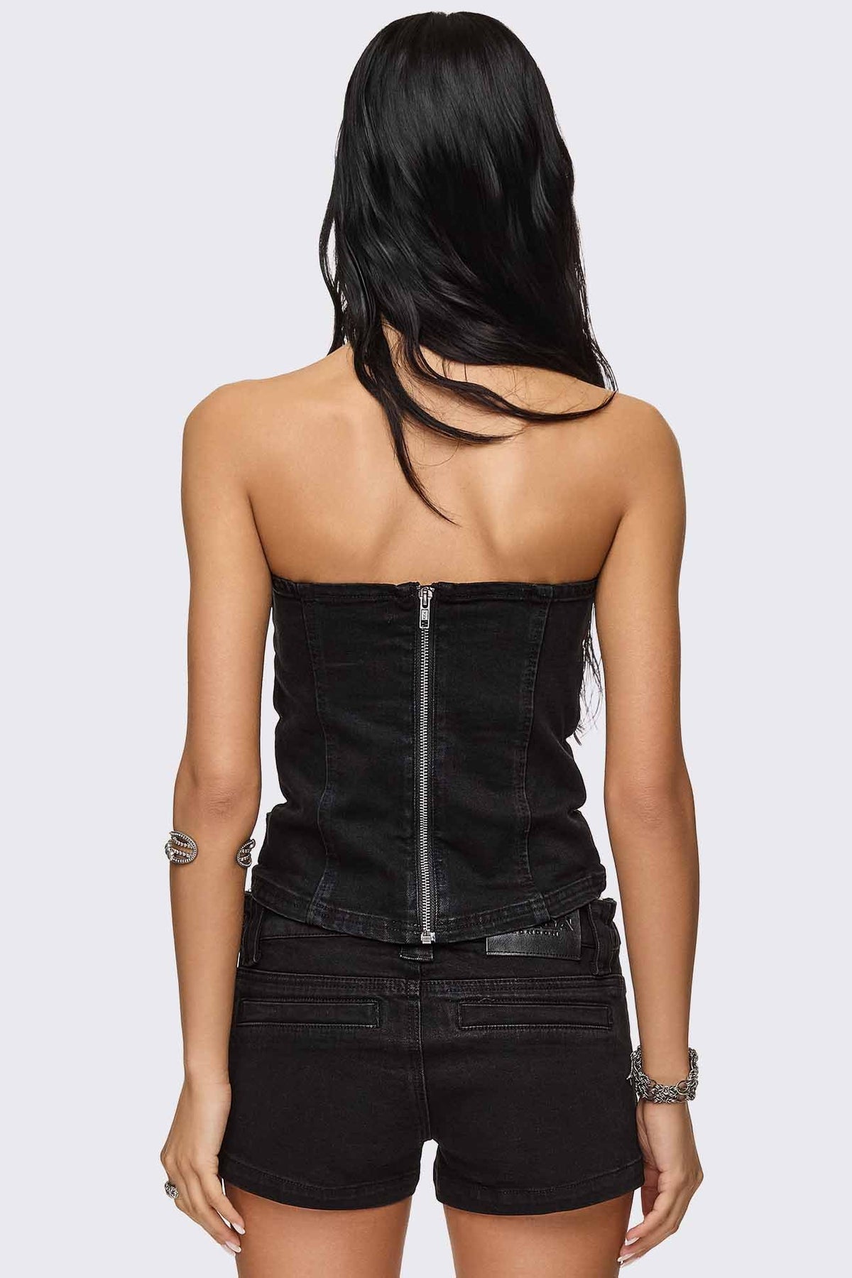 Kendrix Belted Bandeau Crop Top - Black