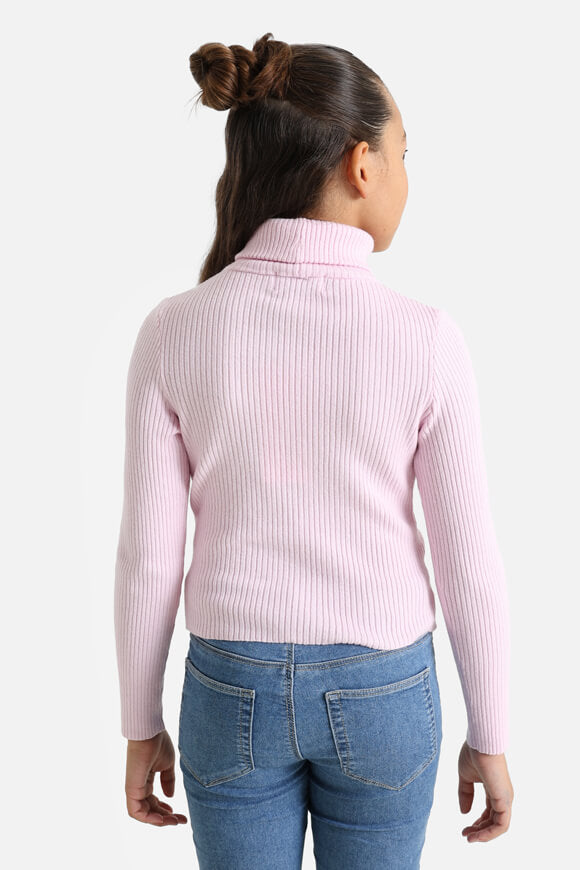 Pull en maille côtelée Crop - Rose