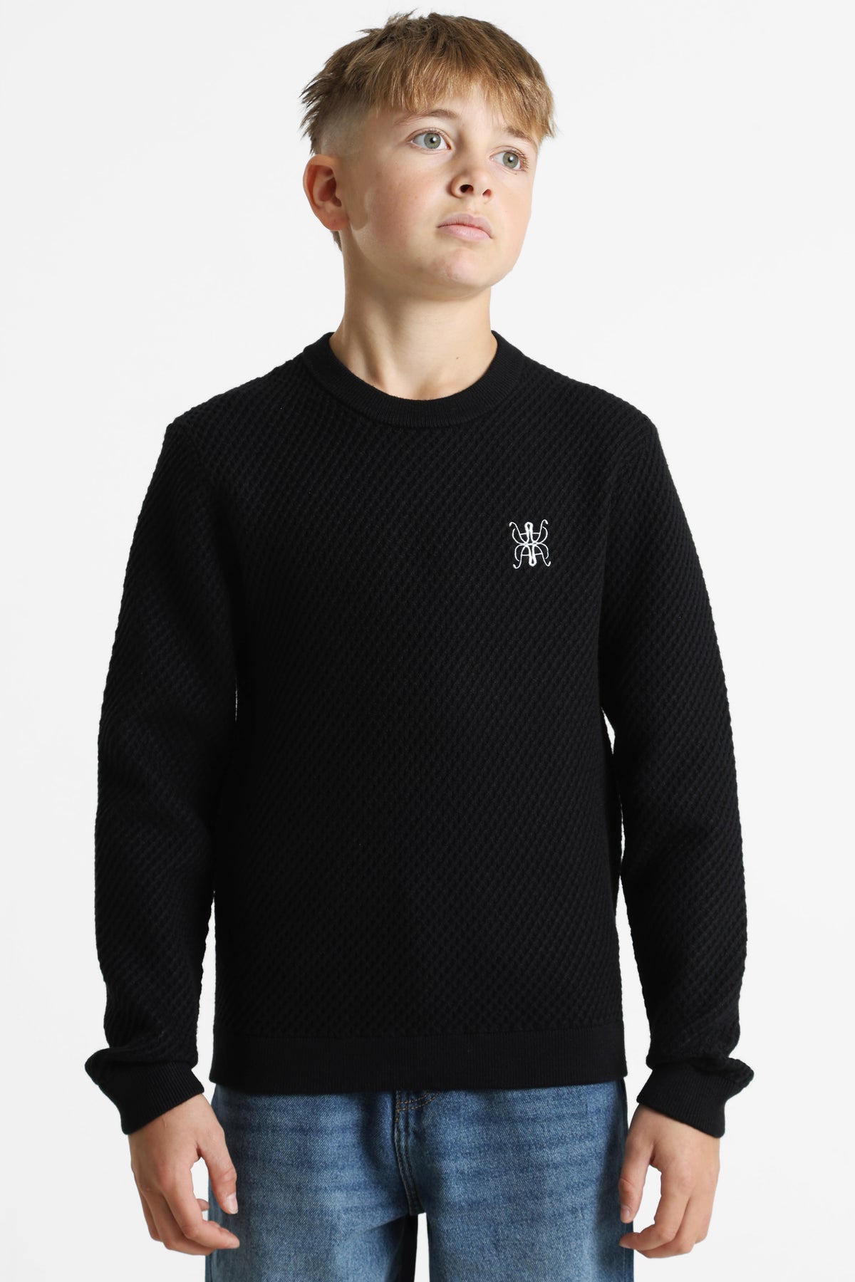 Maglione in maglia strutturata - Nero