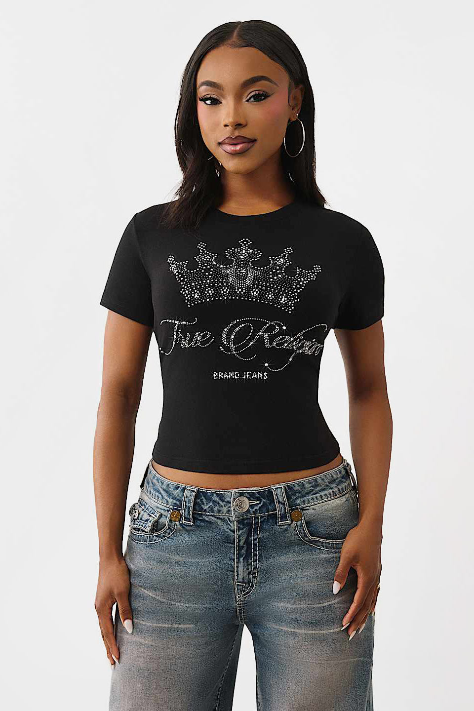 Crystal Crop T-Shirt - Black