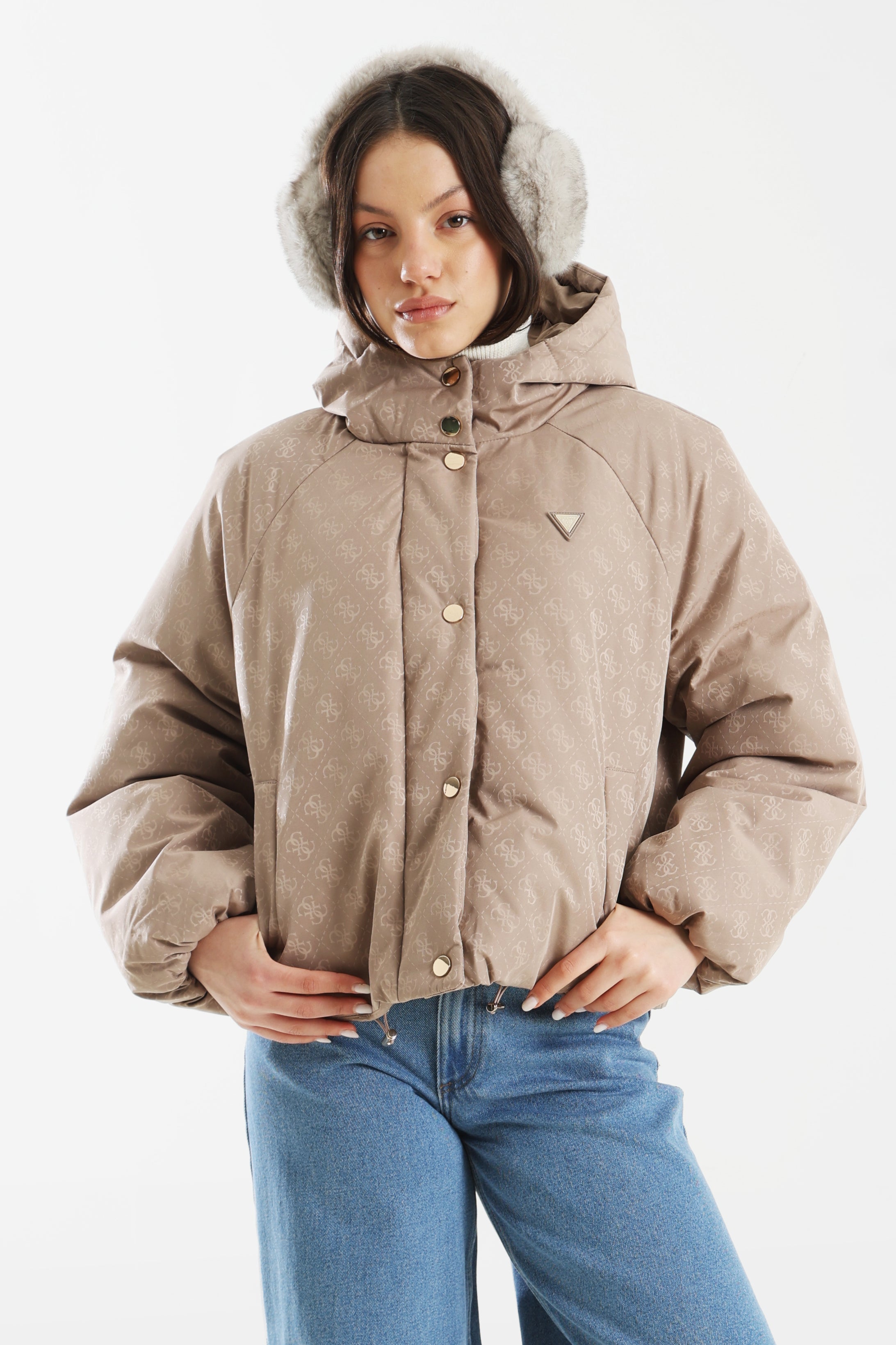 Jacquard Pufferjacke - Tan