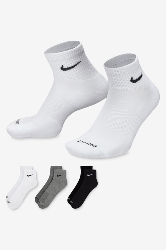Dreierpack Socken - White + Grey Heather + Black