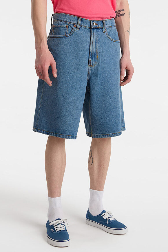 Pantaloncini in denim check-5 baggy fit - stonewash