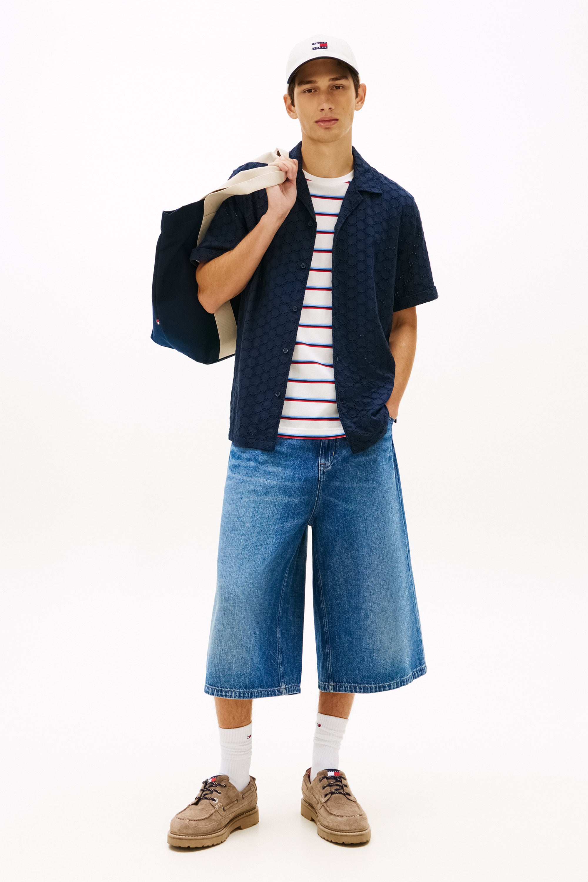 Hemd mit Lochmuster - Dark Night Navy