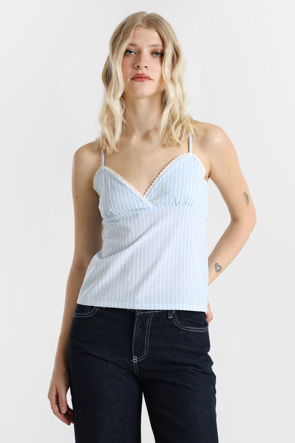 Top con spalline - azzurro + bianco