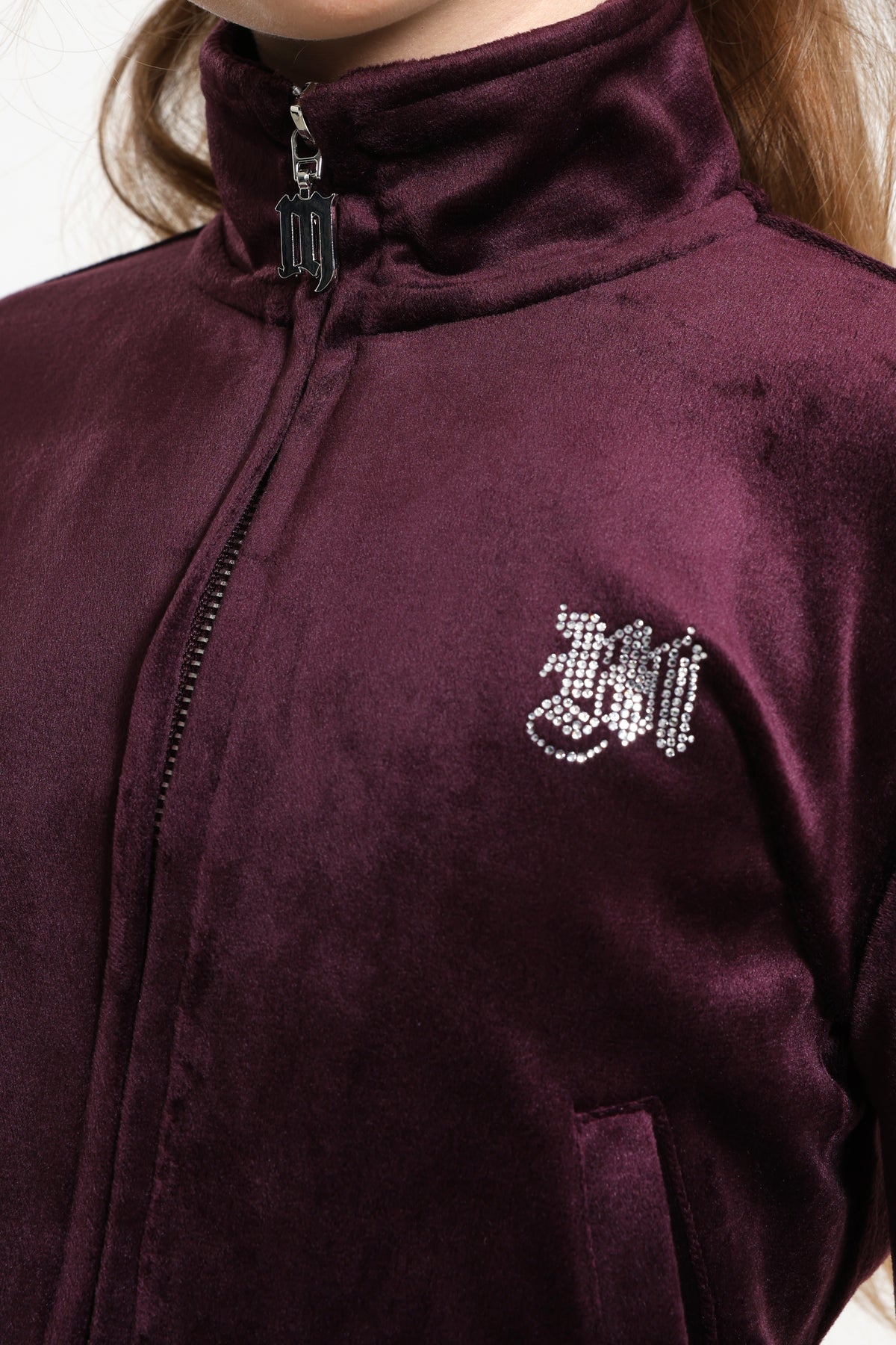 Veste courte en velours - Aubergine