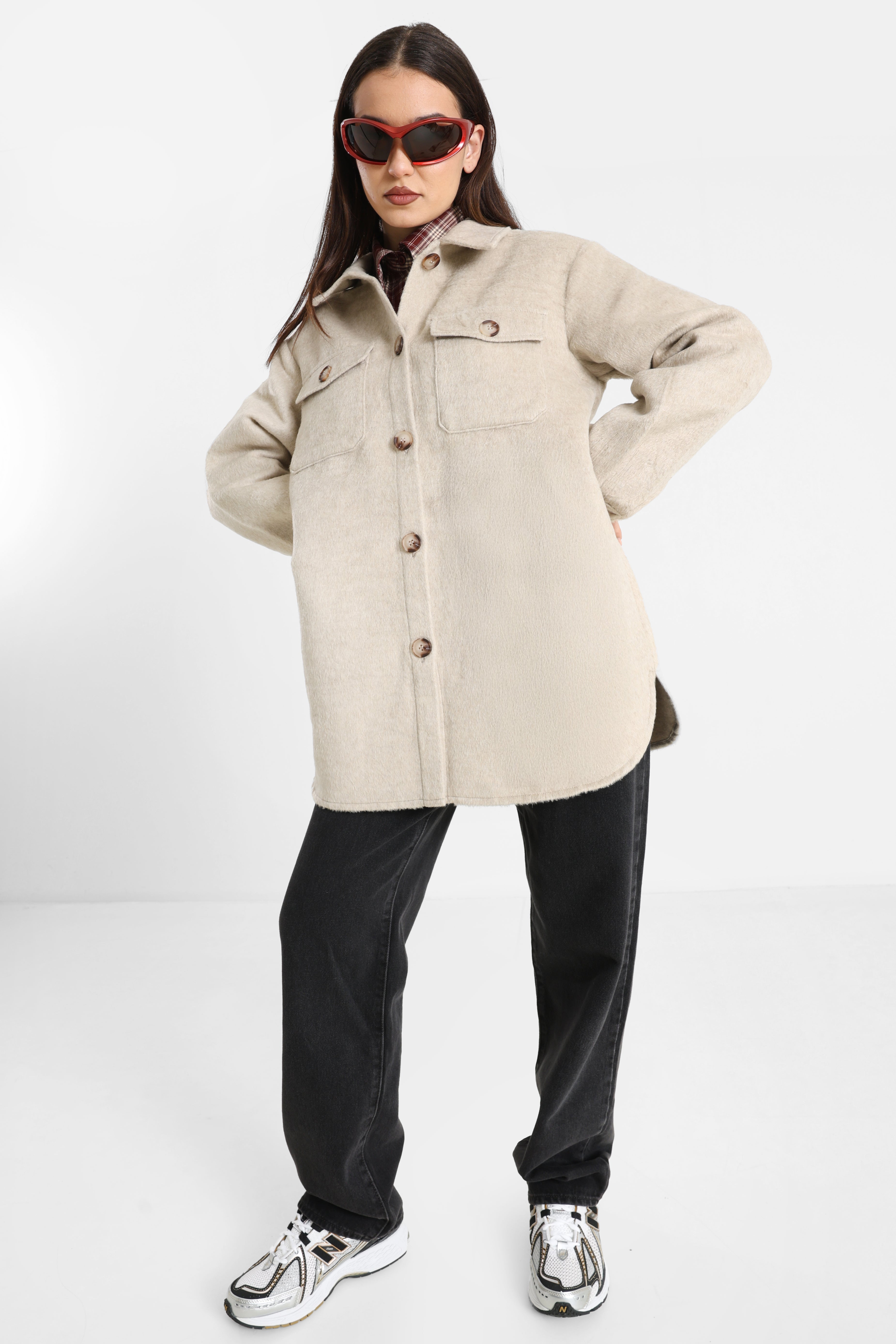 PCSAGA overshirt - Greige Melange