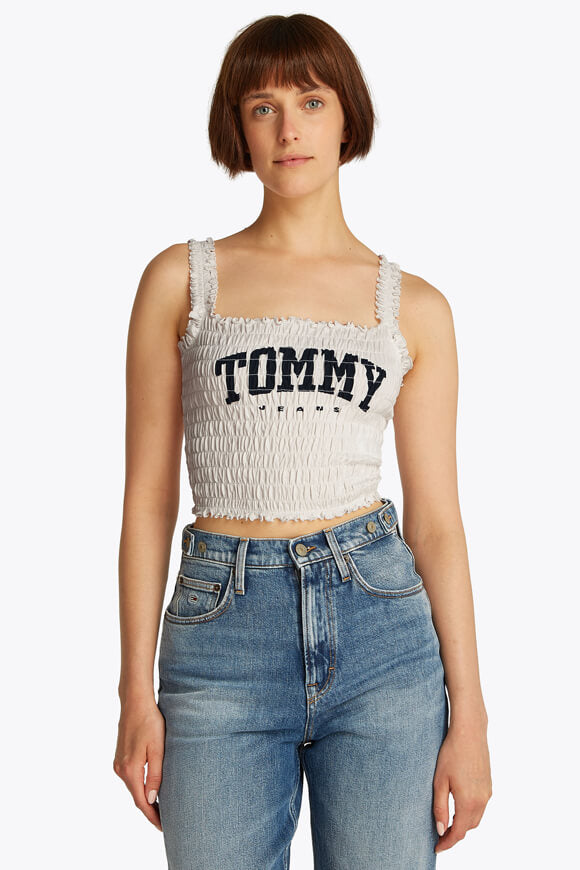 Top court en tissu smocké - Offwhite