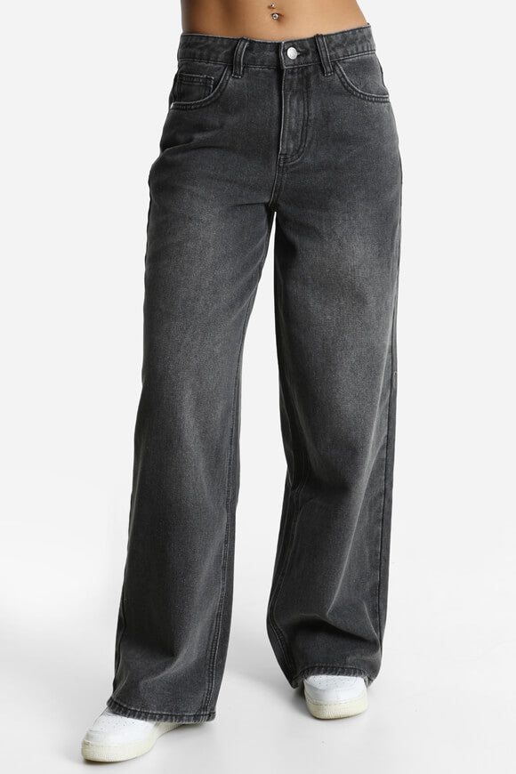 Wide Leg Jeans - Used Black