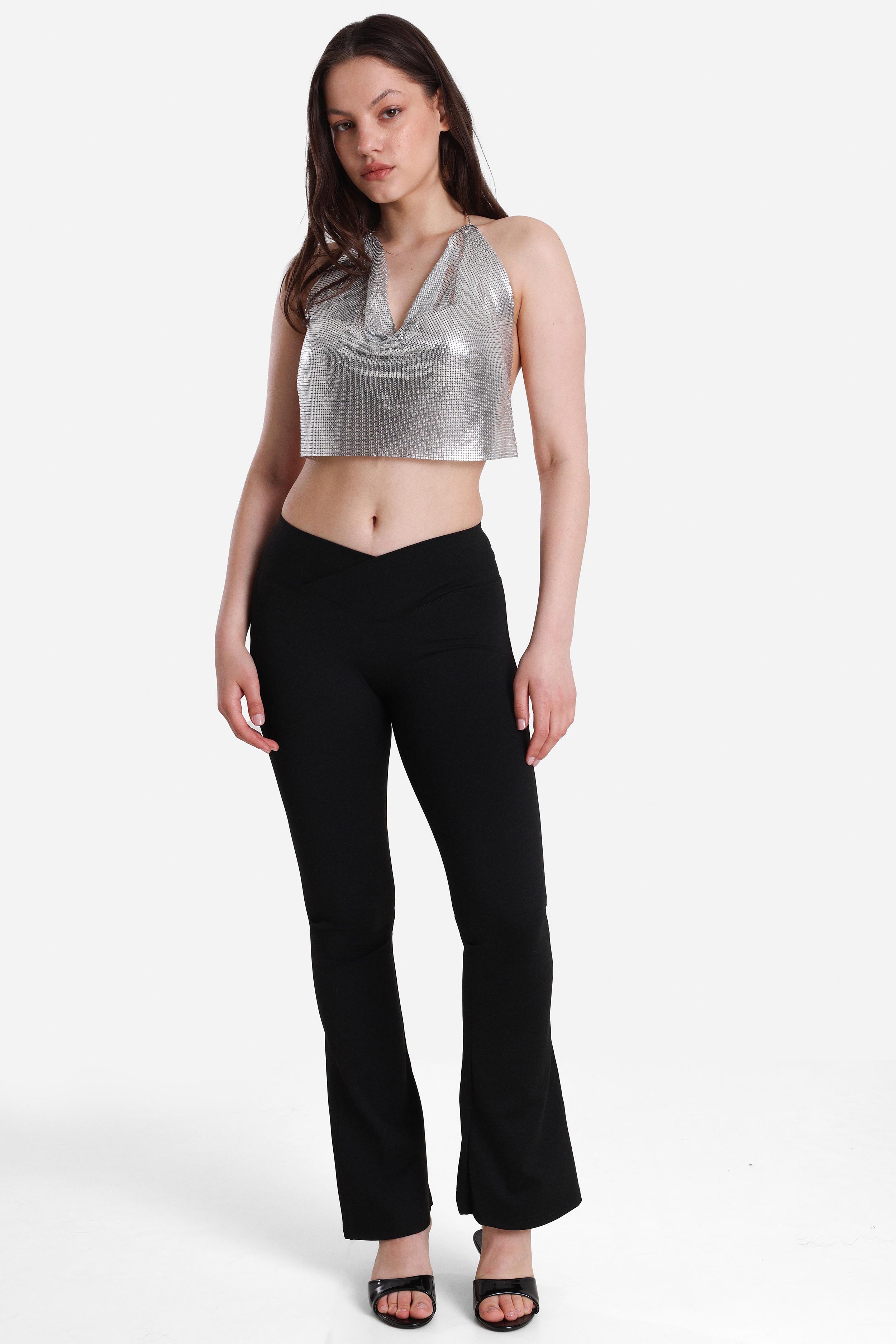 Top metallizzato con schiena scoperta - Silver