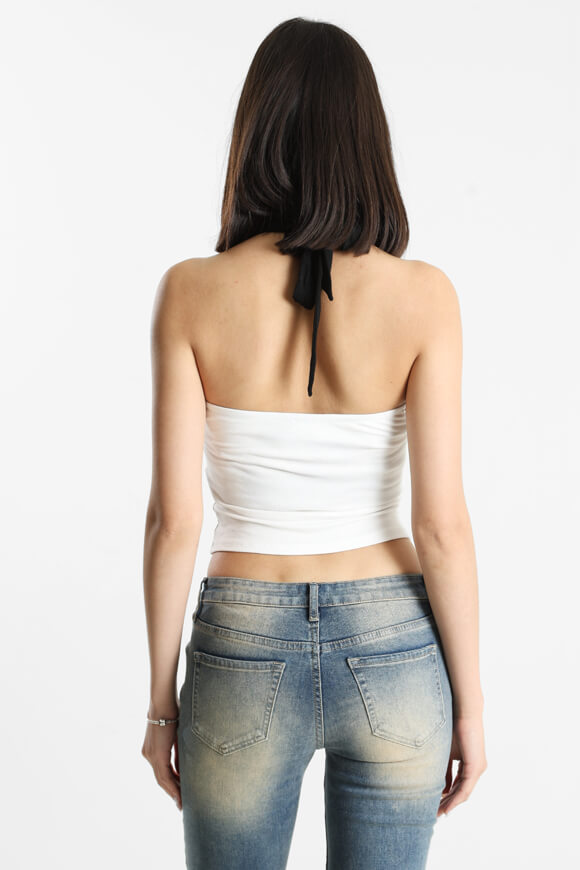 Halter neck crop top - Offwhite + Black