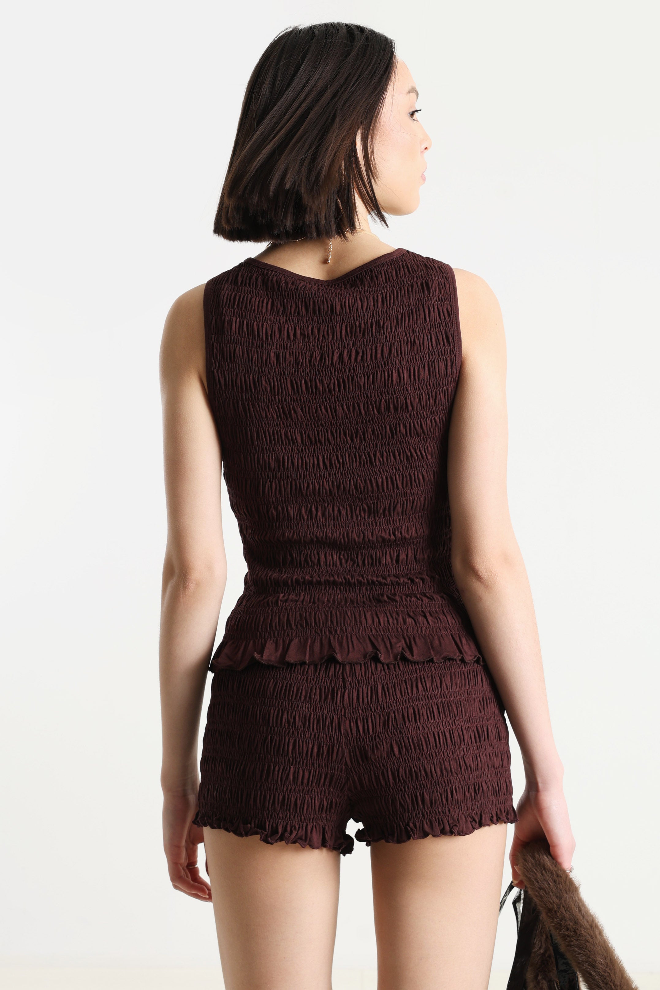 Gesmoktes Top - Dunkelbraun