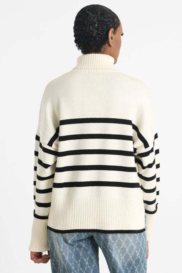 Oversized turtleneck sweater - offwhite + black