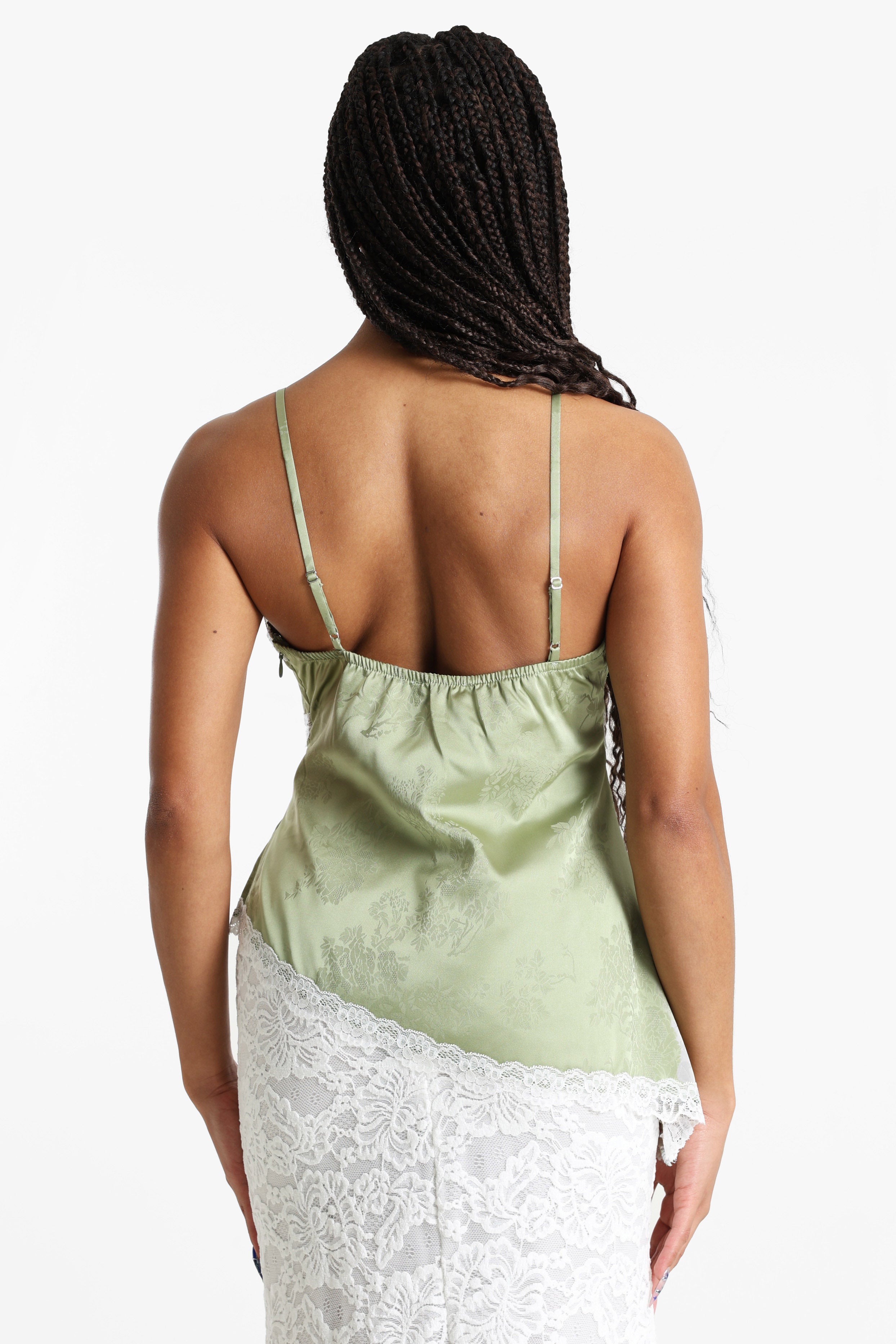 Satin Trägertop - Grün Matcha