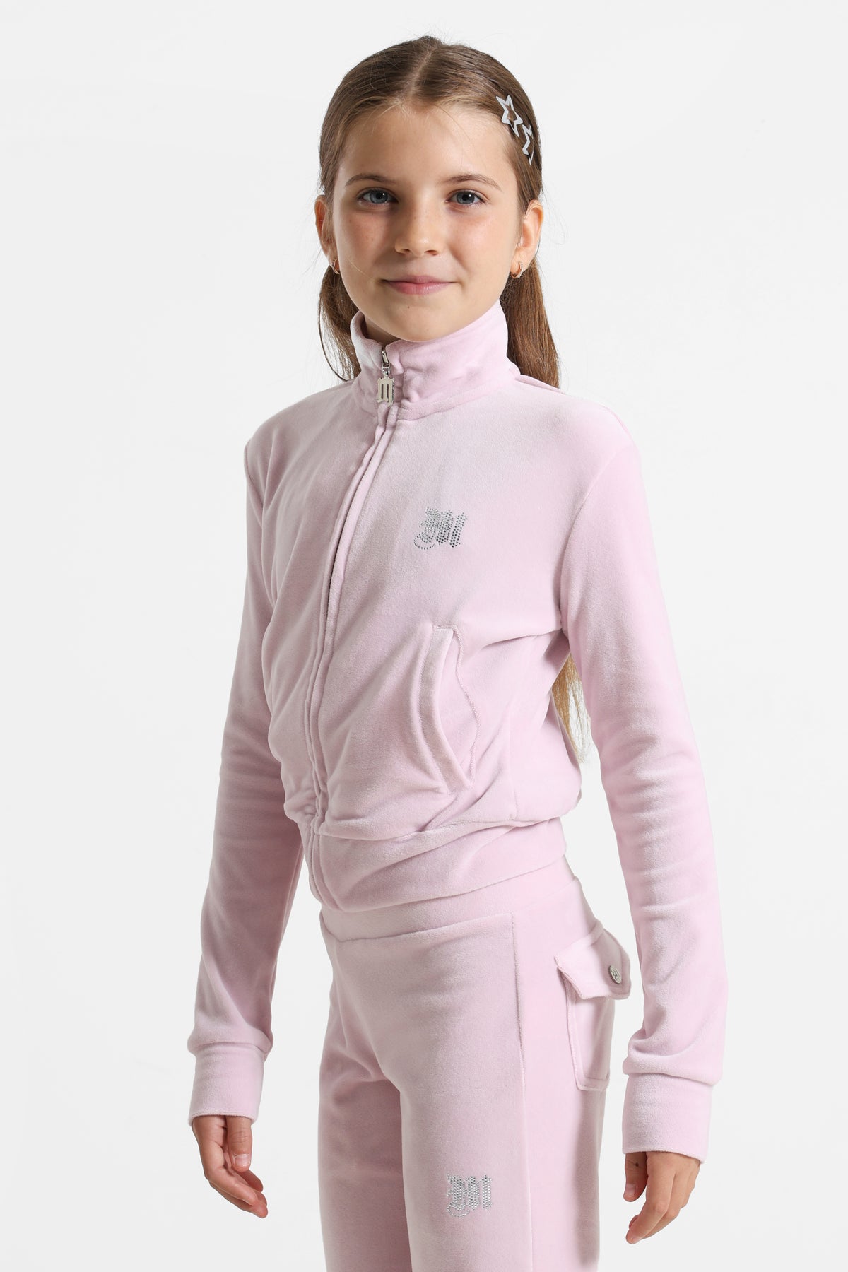 Veste courte en velours - Rose clair