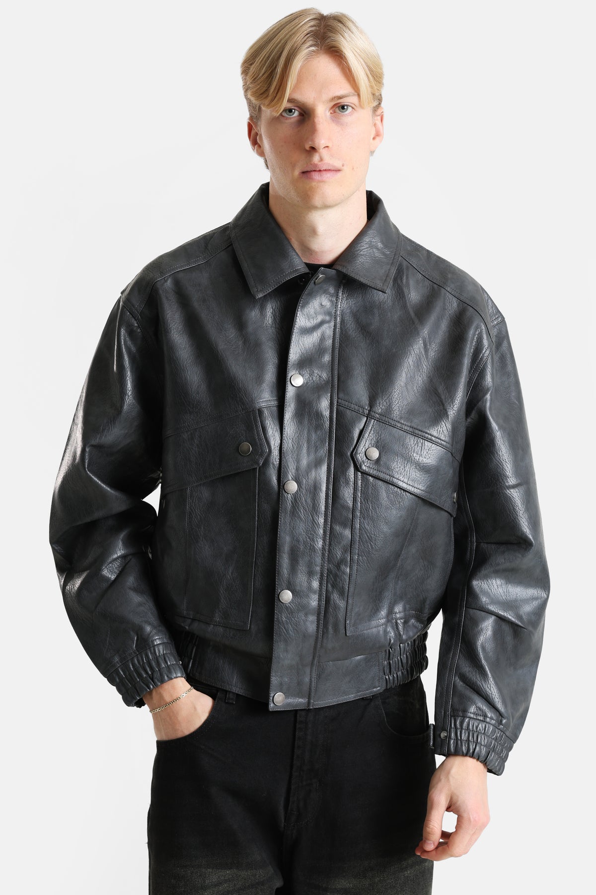 Veste en similicuir - Black Used