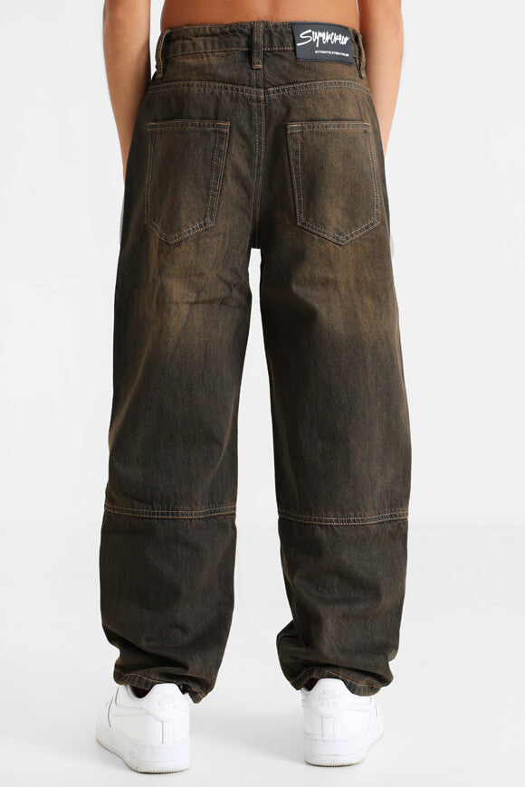Baggy Fit Jeans - Schwarz + Braun