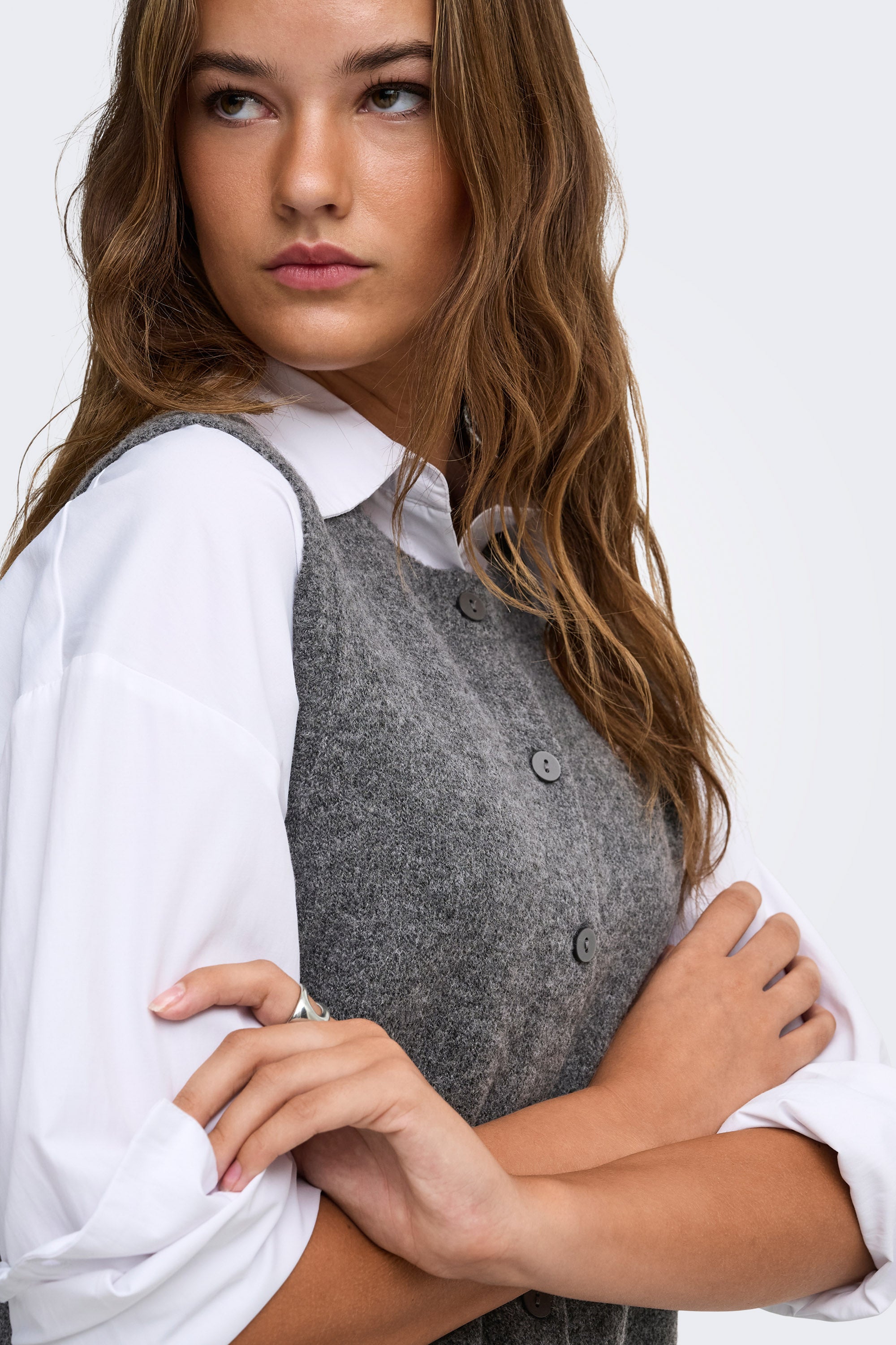 ONLOLIVIA gilet en tricot - Dark Grey Melange