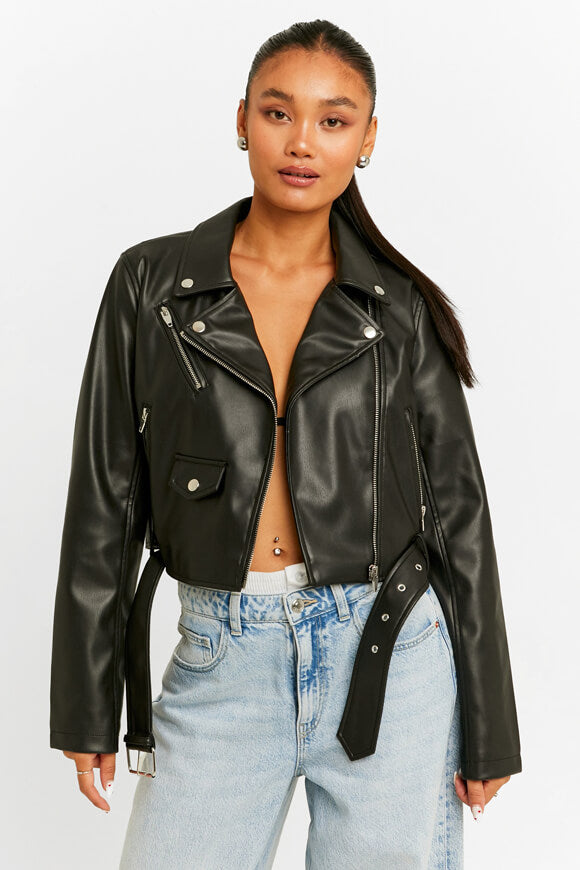 Veste de motard en similicuir - Black