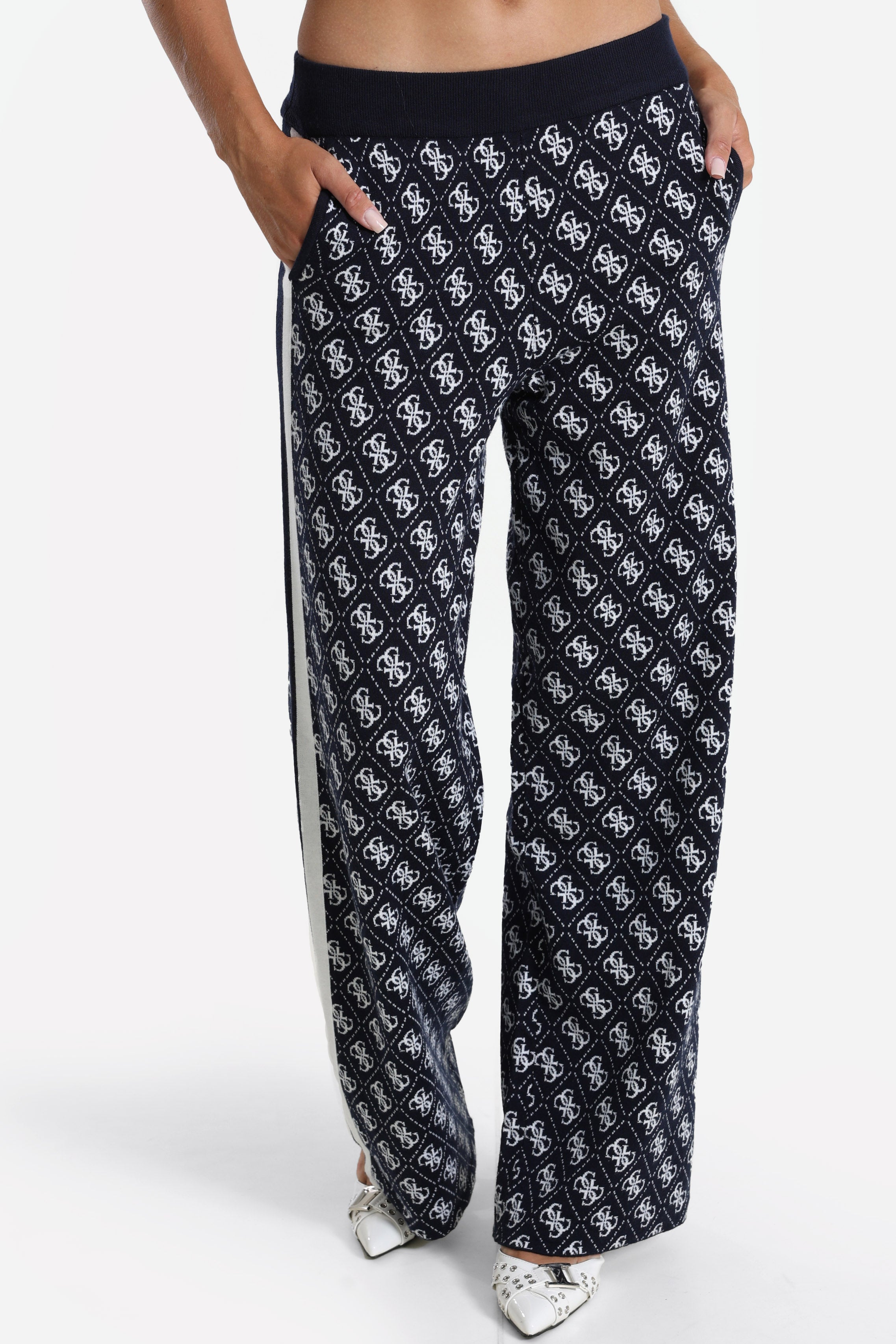 Pantaloni in maglia - Dark Navy + White