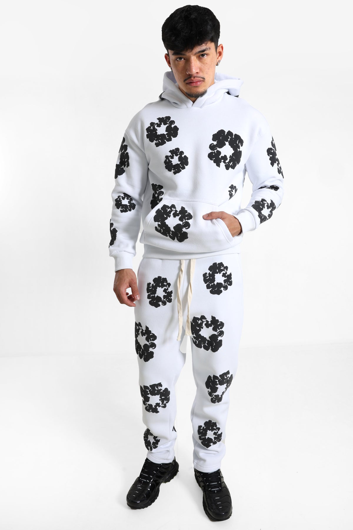 Felpa con cappuccio - White + Black