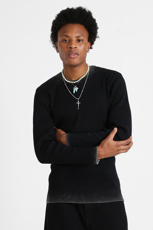 Pull en maille côtelée - Noir + Gris