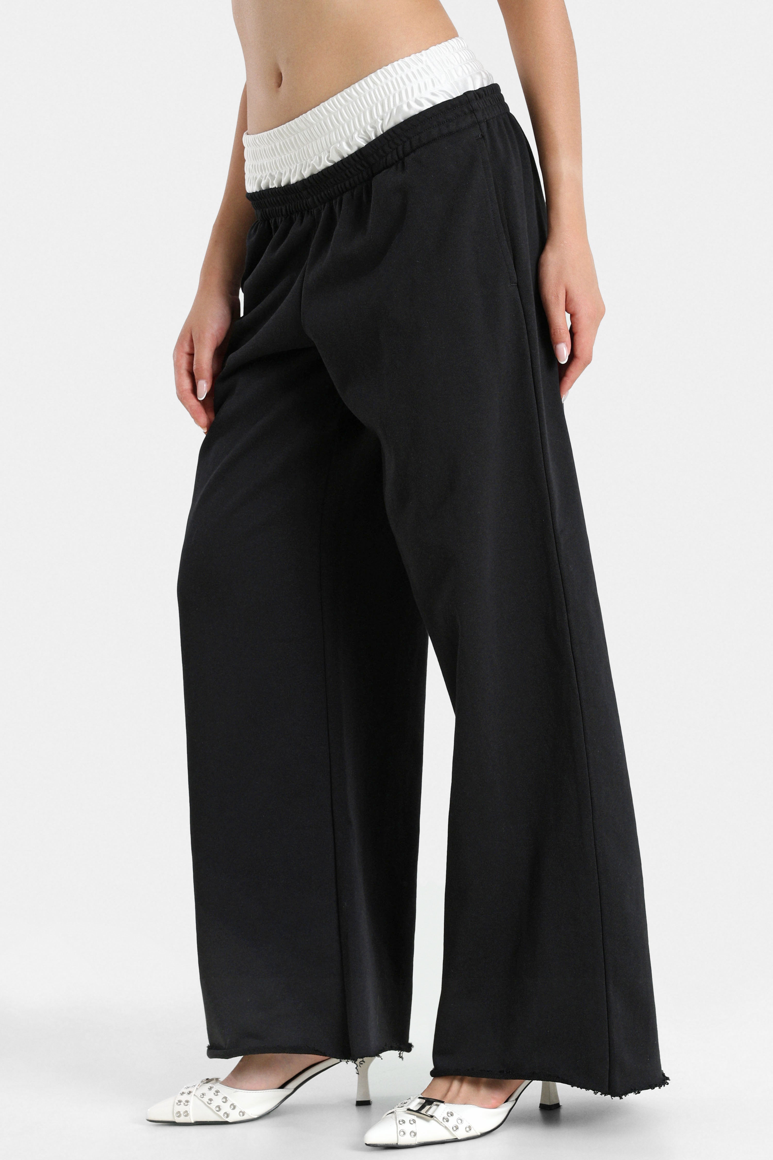 Wide Leg Sweathose - Schwarz