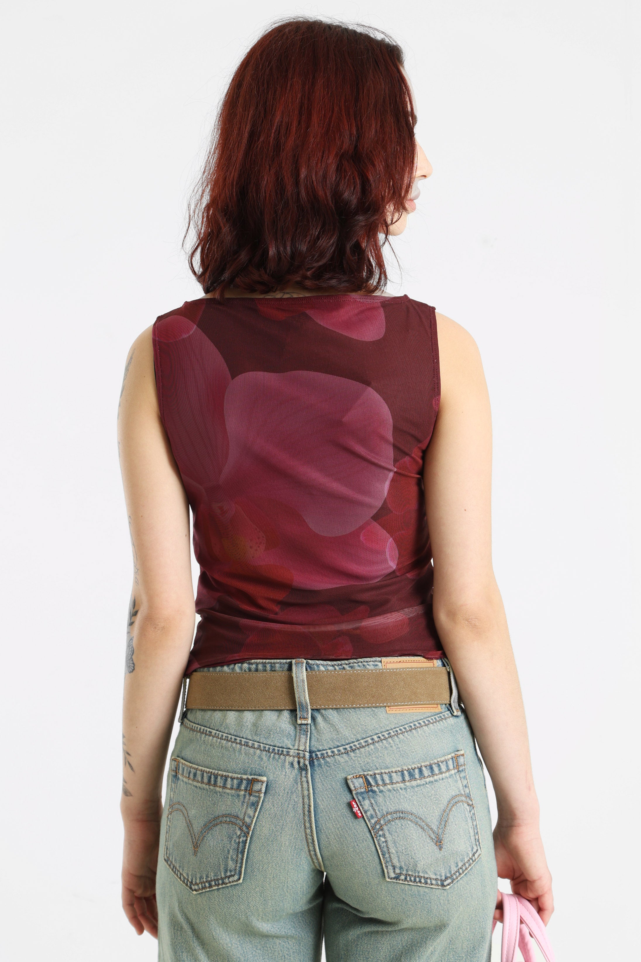 Mesh Crop Tanktop - Bordeaux