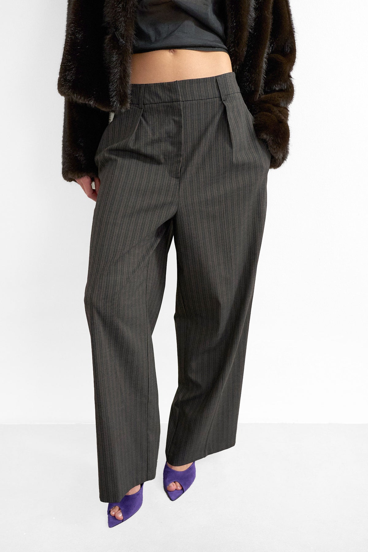 TSTASCHA fabric trousers - Chocolate Brown + Black