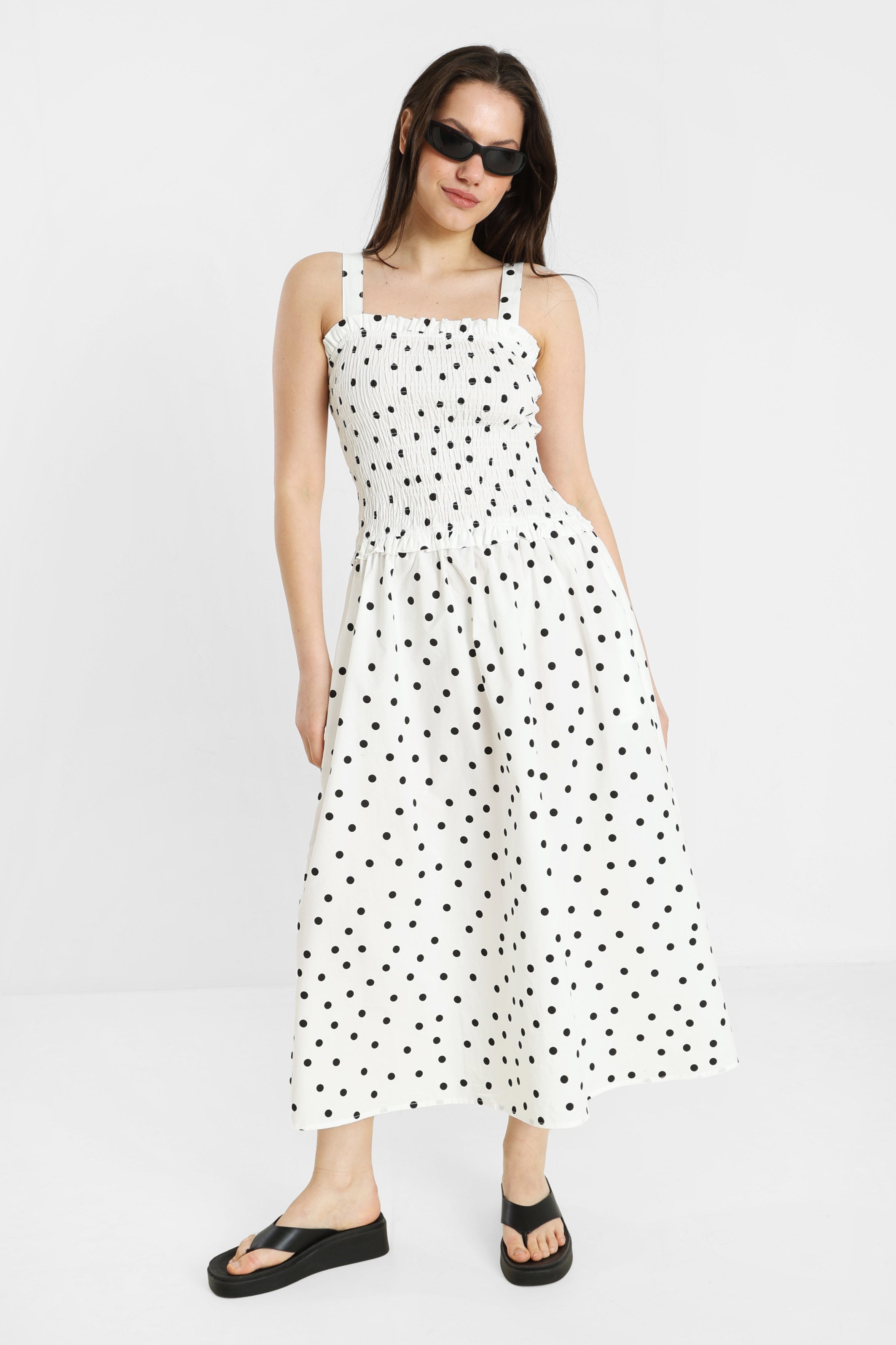 Maxikleid - Offwhite + Schwarz