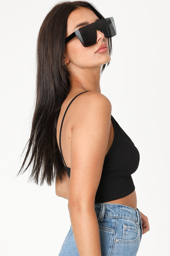 Ribbed crop top - black