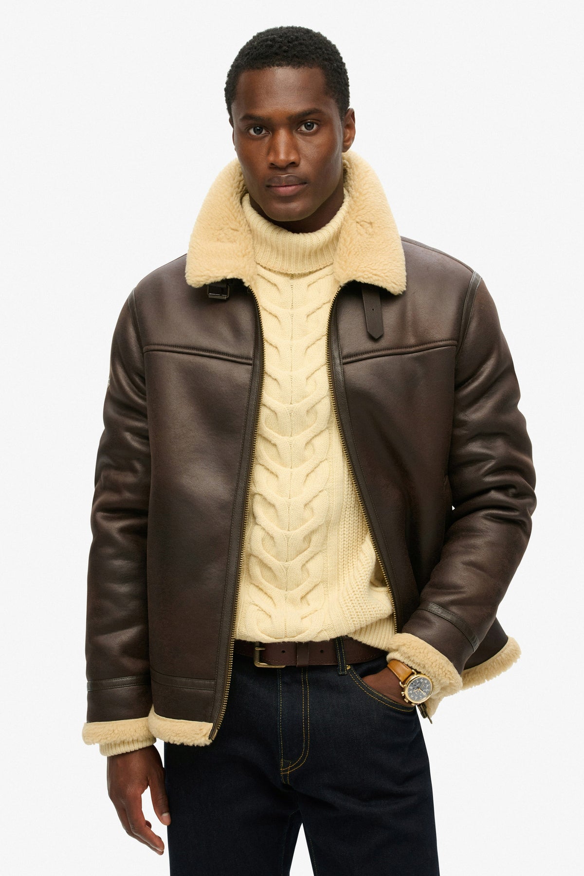 Giacca in montone rovesciato - Dark Brown