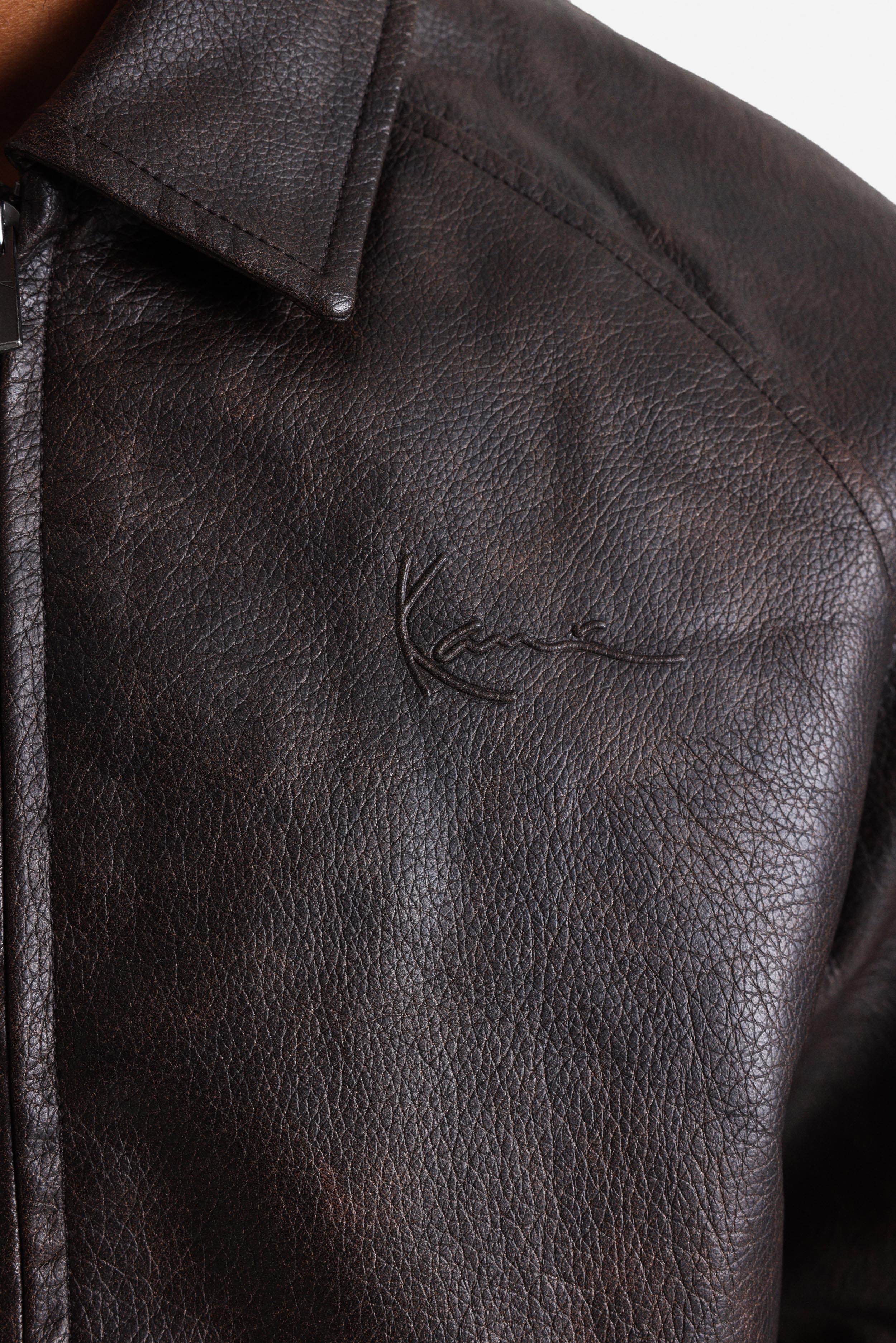 Bomber Kunstlederjacke - Dark Brown