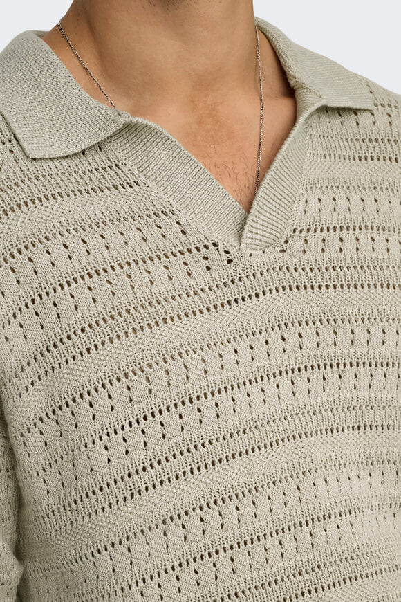 Grayson knitted polo - Silver Lining