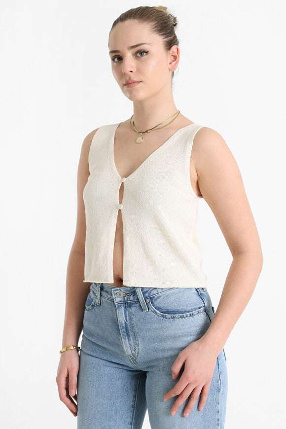Crop Strickbluse - Creme