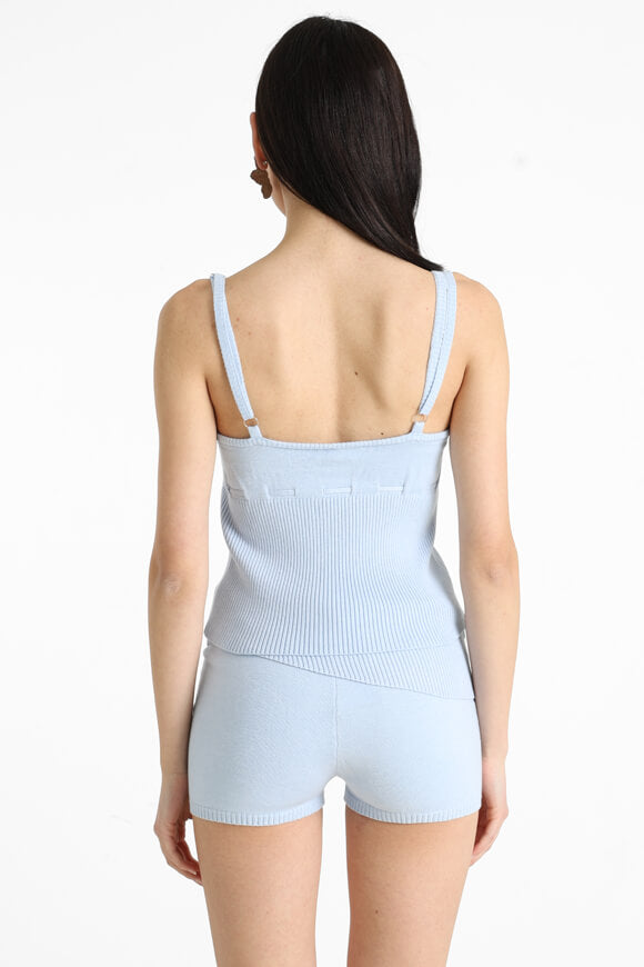 Strick Crop Trägertop - Hellblau