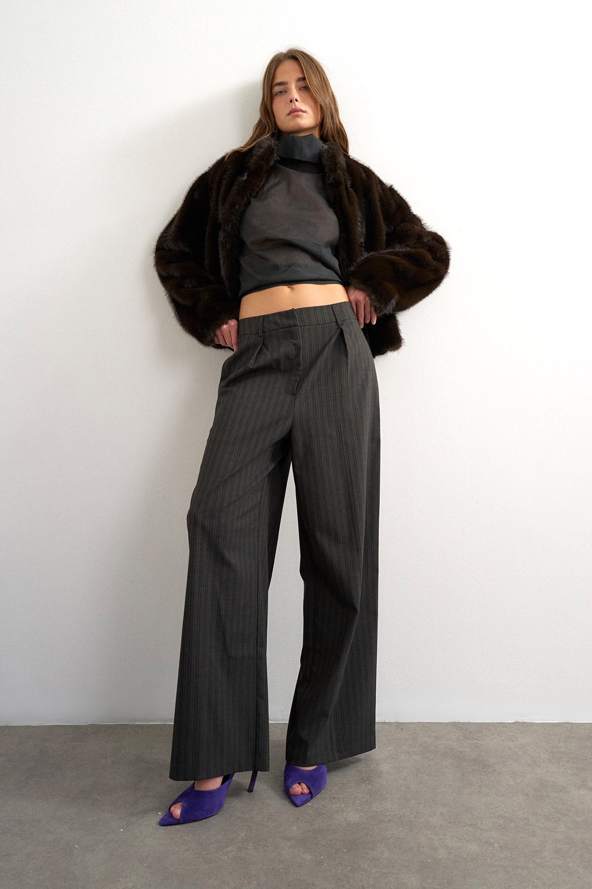 TSTASCHA fabric trousers - Chocolate Brown + Black
