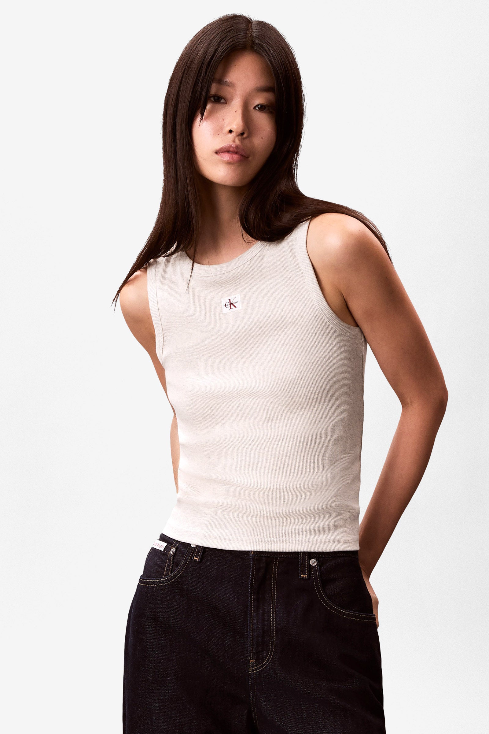Geripptes Tanktop - Light Grey Heather