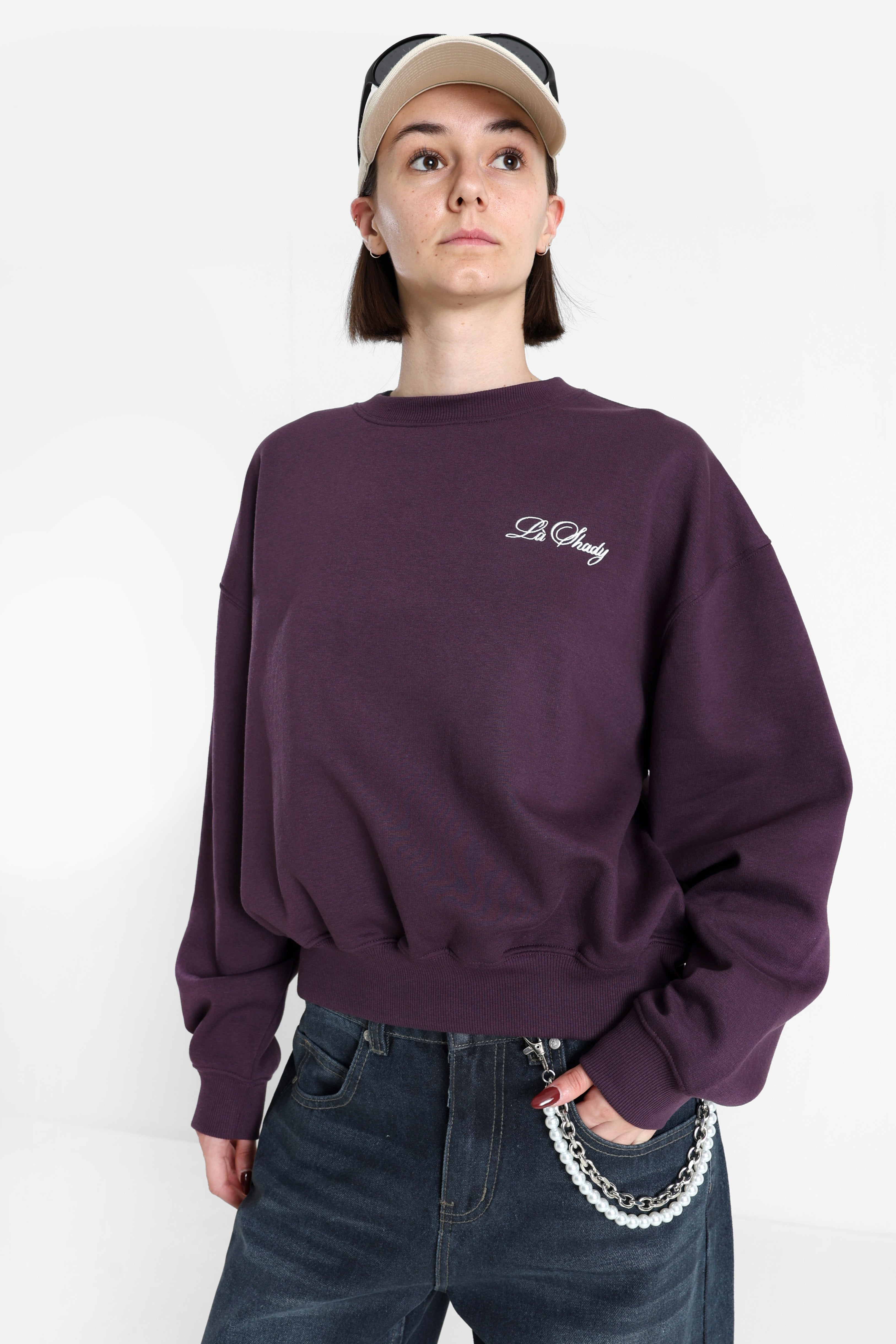Sweatshirt - Aubergine + Ecru